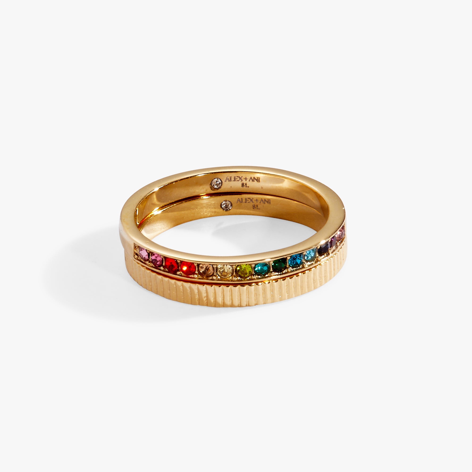 Rainbow Ombre Ring Set of 2 Stainless Steel Gold | Alex and Ani