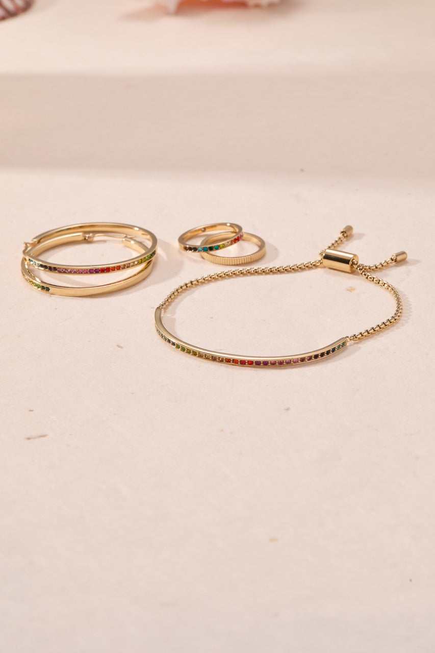 Rainbow Ombre Ring Set of 2 Stainless Steel Gold | Alex and Ani