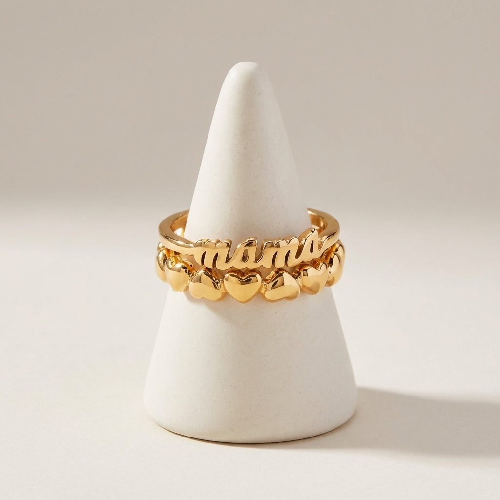 Mama Ring Set of 2 Stainless Steel Gold | Alex and Ani