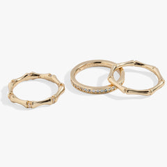Bamboo Trio Ring Set Gold | Alex and Ani