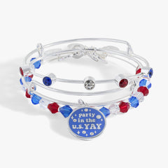 Party in the U S Yay! Set of 3 Silver | Alex and Ani