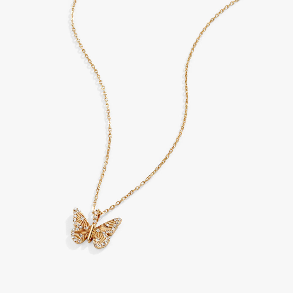 Butterfly + Crystal Necklace, Adjustable Sterling Silver | Alex and Ani