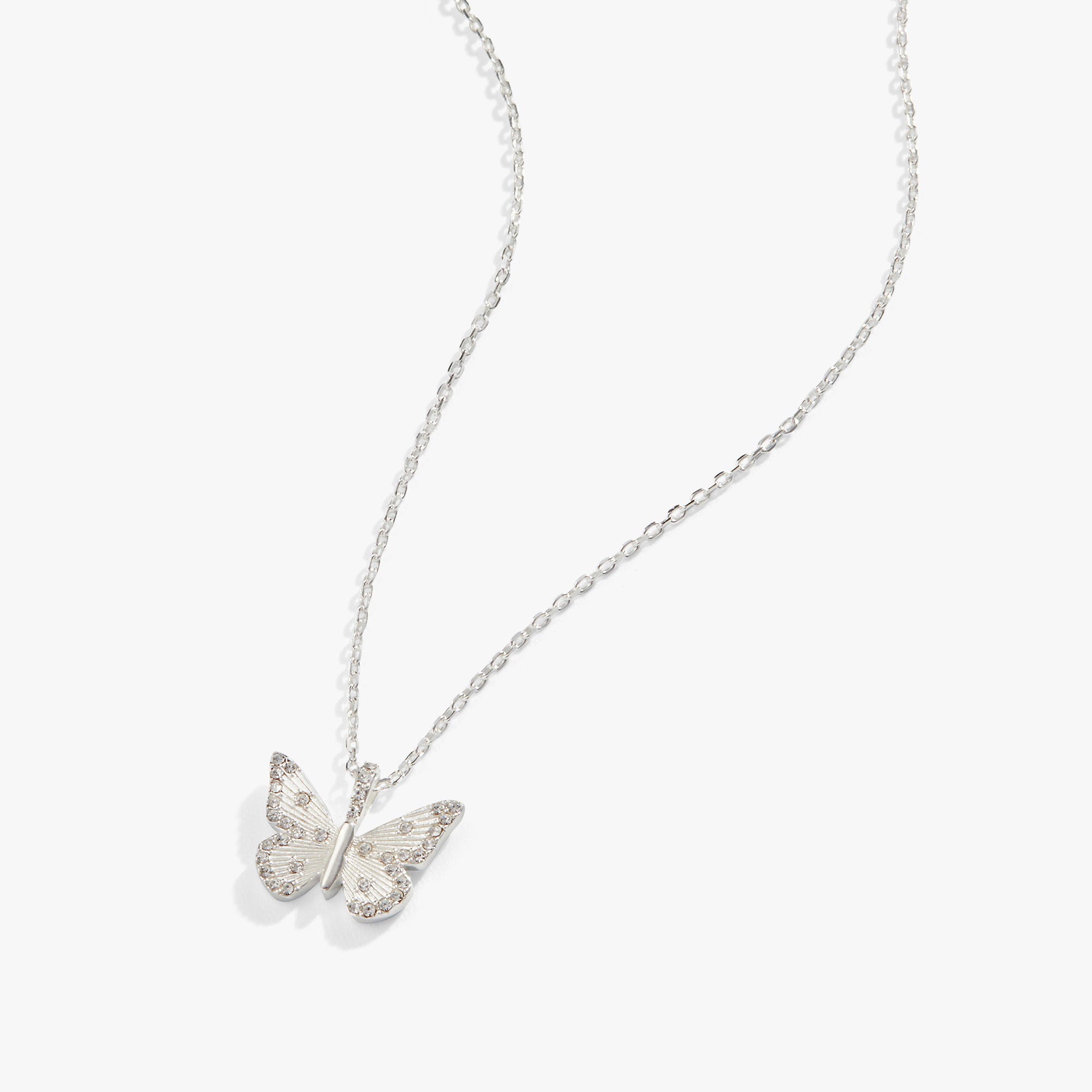Butterfly + Crystal Necklace, Adjustable Sterling Silver | Alex and Ani