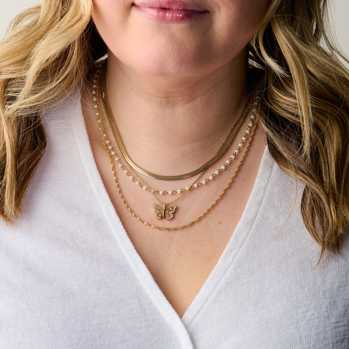 Butterfly + Crystal Necklace, Adjustable Sterling Silver | Alex and Ani