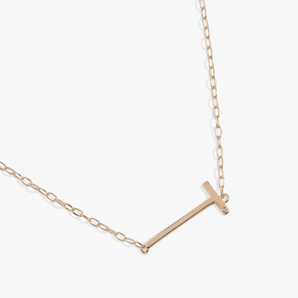Precious Elongated Initial Necklace T 14kt Gold Over .925 Sterling Silver | Alex and Ani