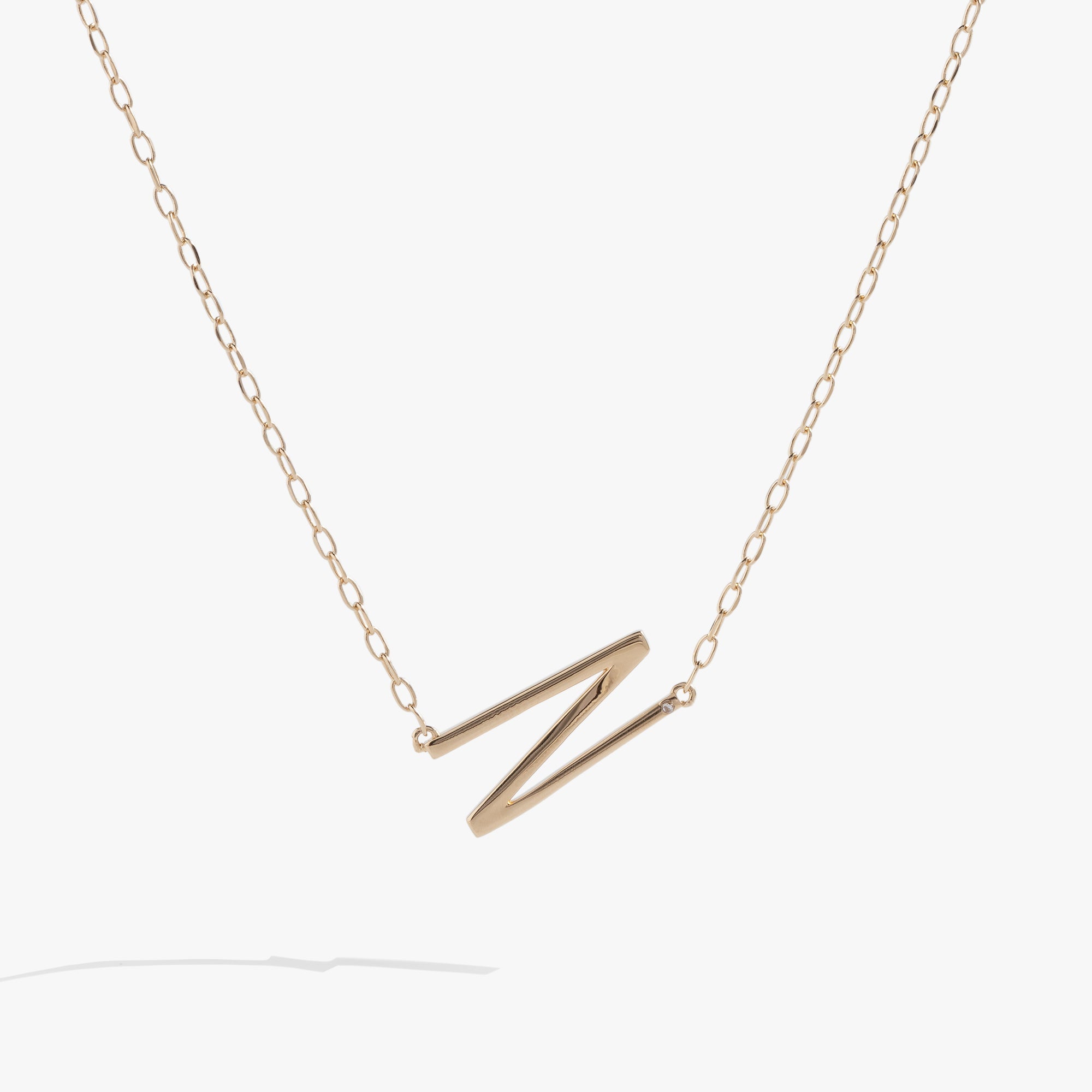 Precious Elongated Initial Necklace N 14kt Gold Over .925 Sterling Silver | Alex and Ani