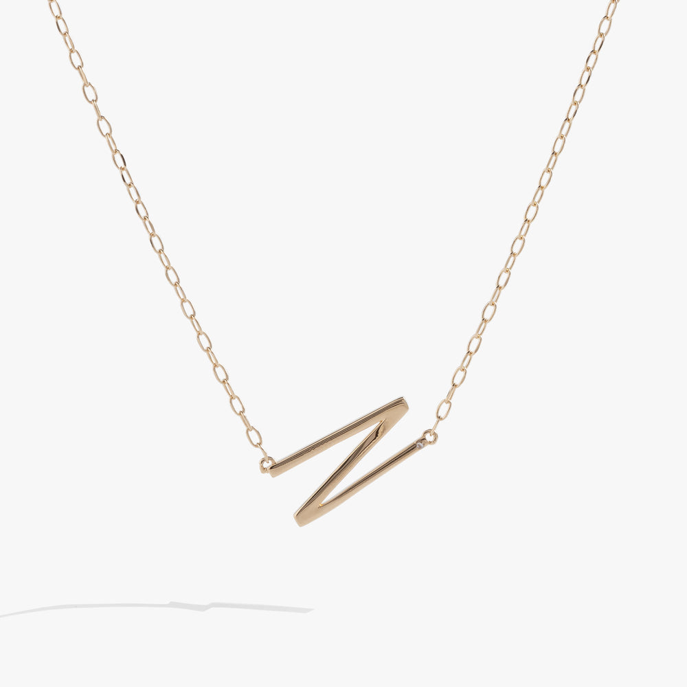 Precious Elongated Initial Necklace N 14kt Gold Over .925 Sterling Silver | Alex and Ani