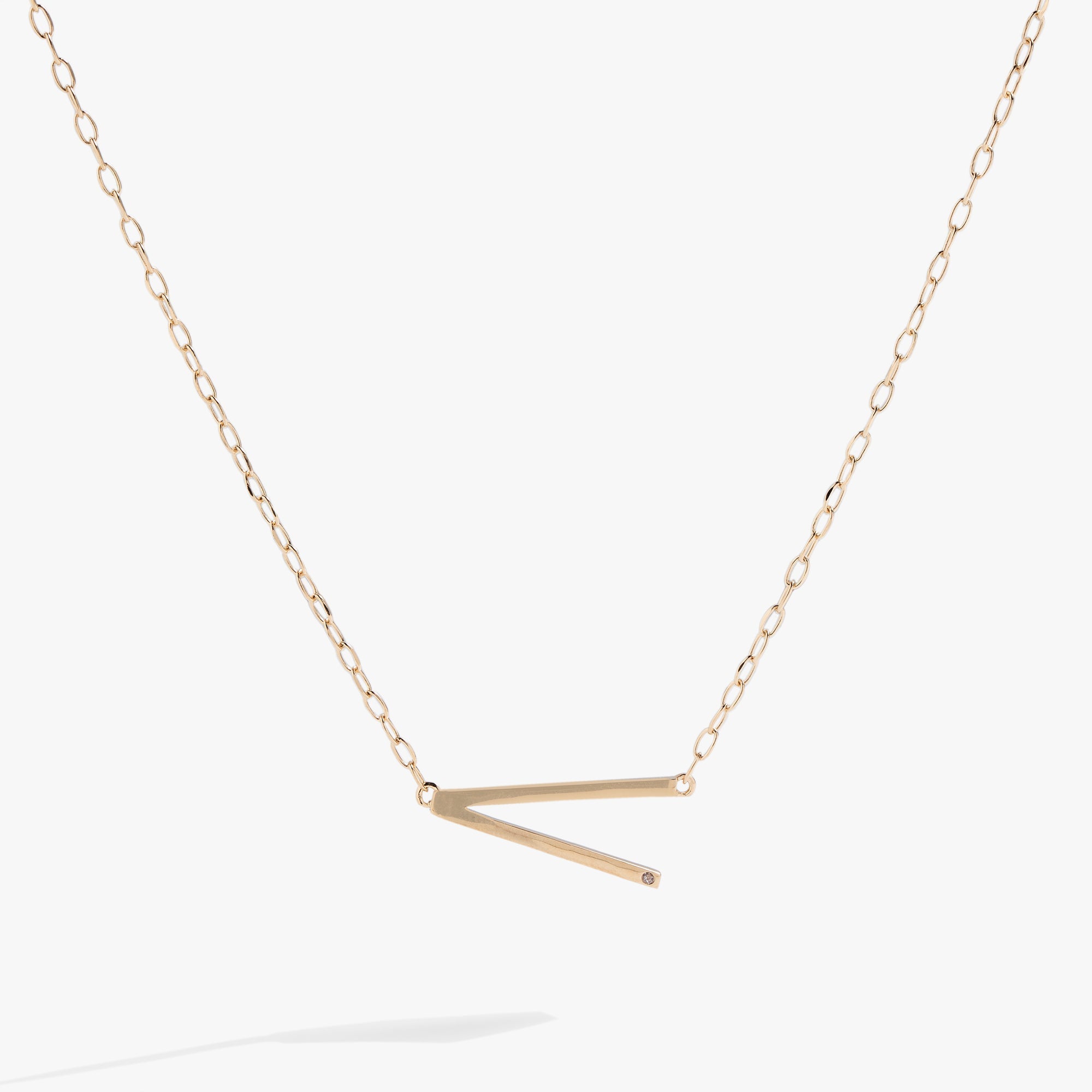 Precious Elongated Initial Necklace V 14kt Gold Over .925 Sterling Silver | Alex and Ani