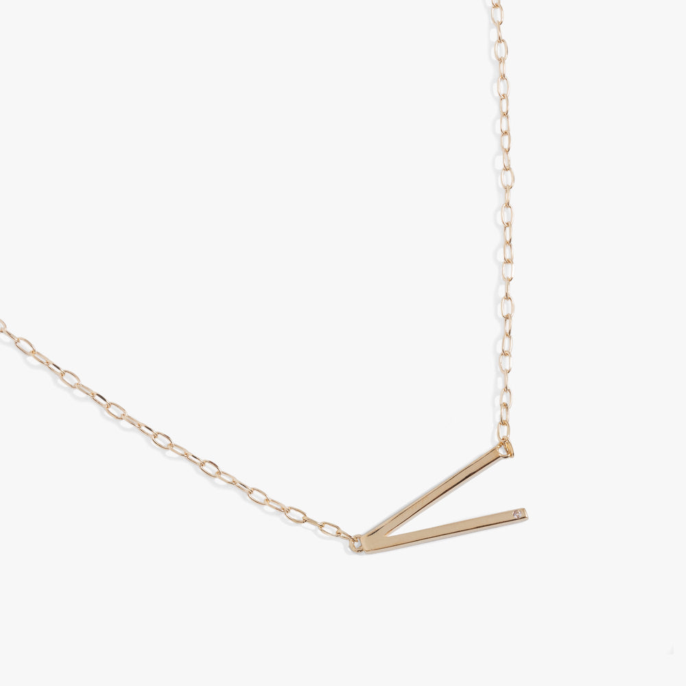 Precious Elongated Initial Necklace V 14kt Gold Over .925 Sterling Silver | Alex and Ani