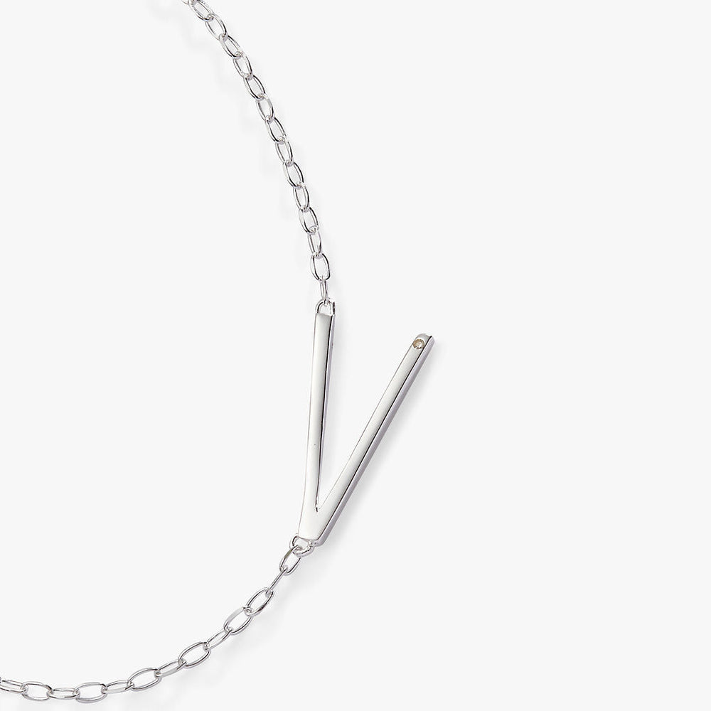 Precious Elongated Initial Necklace V 14kt Gold Over .925 Sterling Silver | Alex and Ani