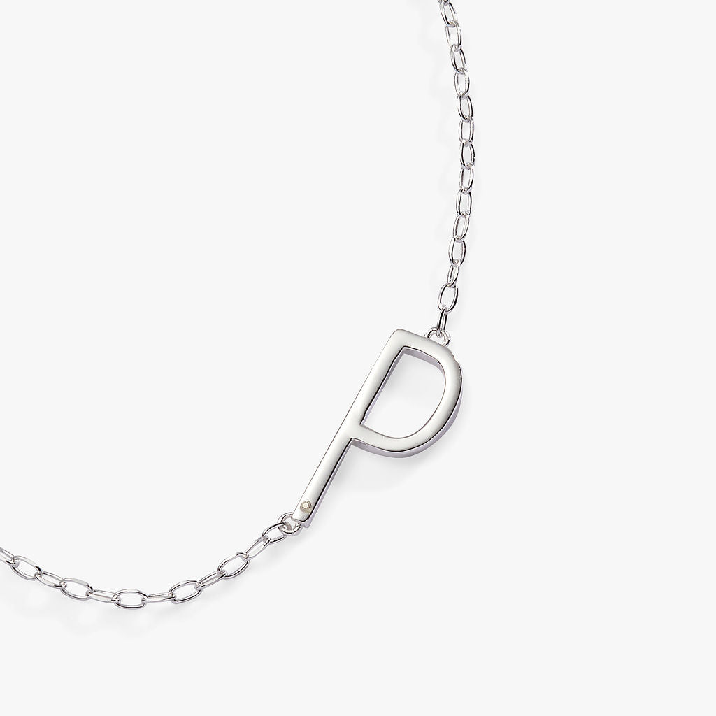 Precious Elongated Initial Necklace P Sterling Silver | Alex and Ani