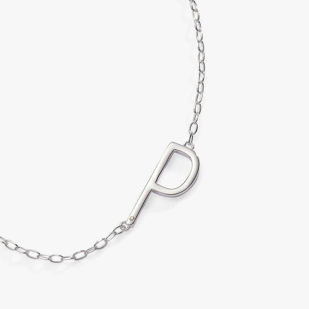 Precious Elongated Initial Necklace P Sterling Silver | Alex and Ani