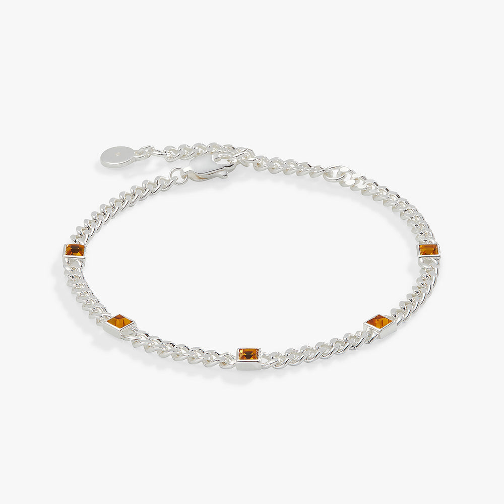 Topaz Curb Chain Bracelet, November Birthstone Silver | Alex and Ani