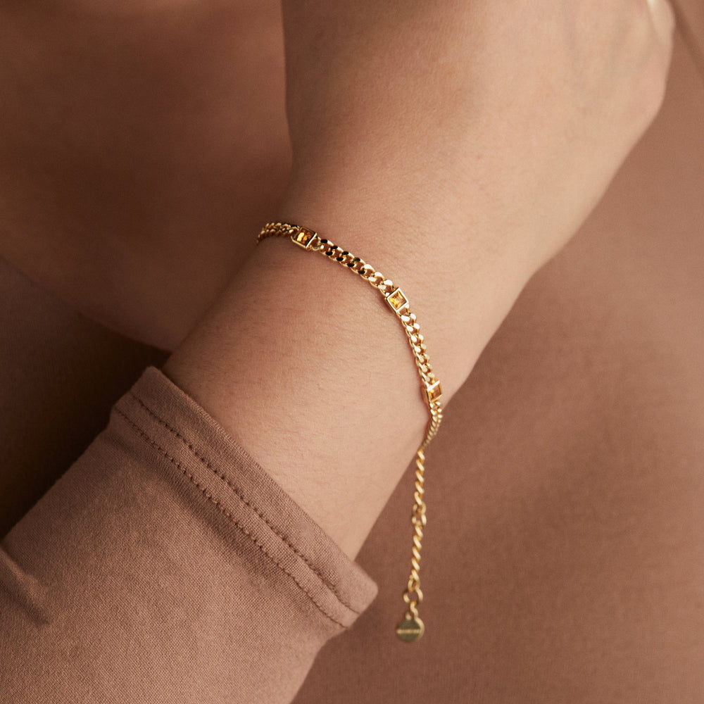 Topaz Curb Chain Bracelet, November Birthstone Silver | Alex and Ani