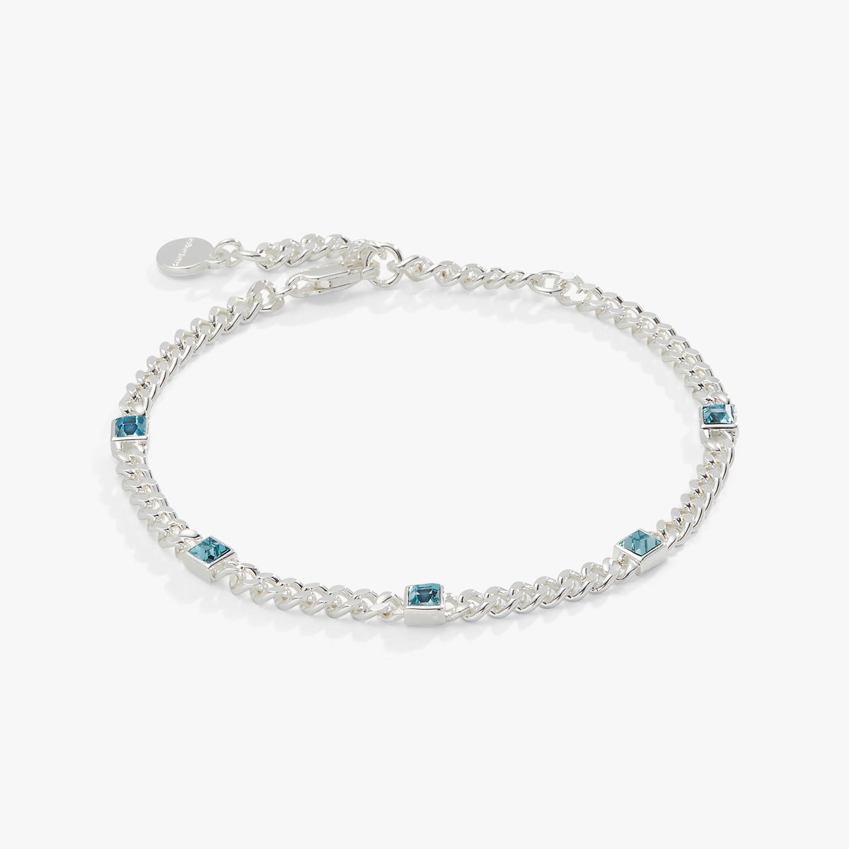 Aquamarine Curb Chain Bracelet, March Birthstone Silver | Alex and Ani