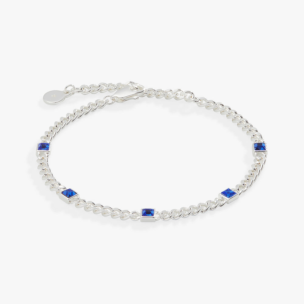 Sapphire Curb Chain Bracelet, September Birthstone Gold | Alex and Ani