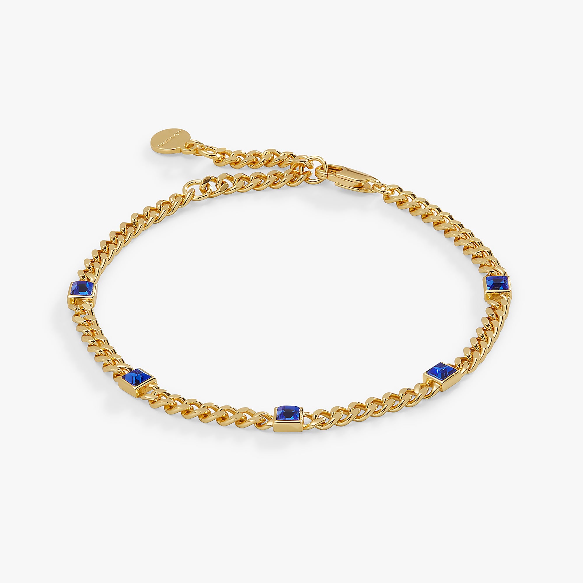 Sapphire Curb Chain Bracelet, September Birthstone Gold | Alex and Ani