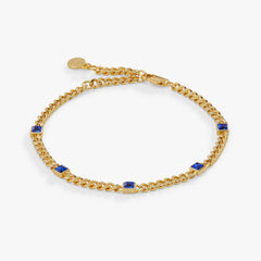 Sapphire Curb Chain Bracelet, September Birthstone Gold | Alex and Ani