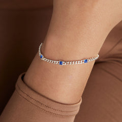 Sapphire Curb Chain Bracelet, September Birthstone Gold | Alex and Ani