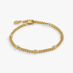 Clear Crystal Curb Chain Bracelet, April Birthstone Silver | Alex and Ani