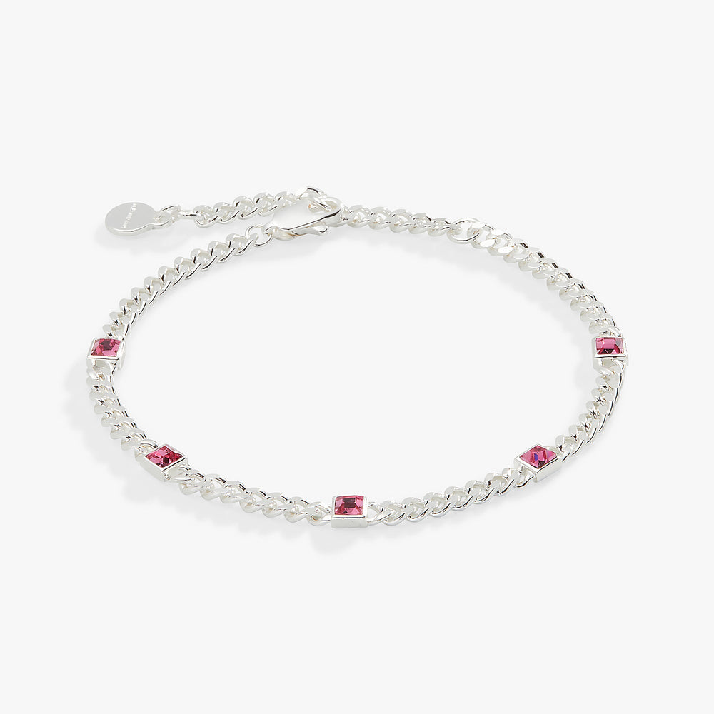 Rose Curb Chain Bracelet, October Birthstone Silver | Alex and Ani