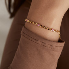 Rose Curb Chain Bracelet, October Birthstone Silver | Alex and Ani
