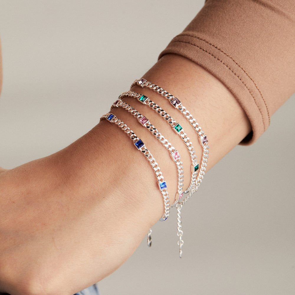 Rose Curb Chain Bracelet, October Birthstone Silver | Alex and Ani