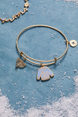 Hanukkah 'Let's get Lit" Ugly Sweater Bangle Gold | Alex and Ani