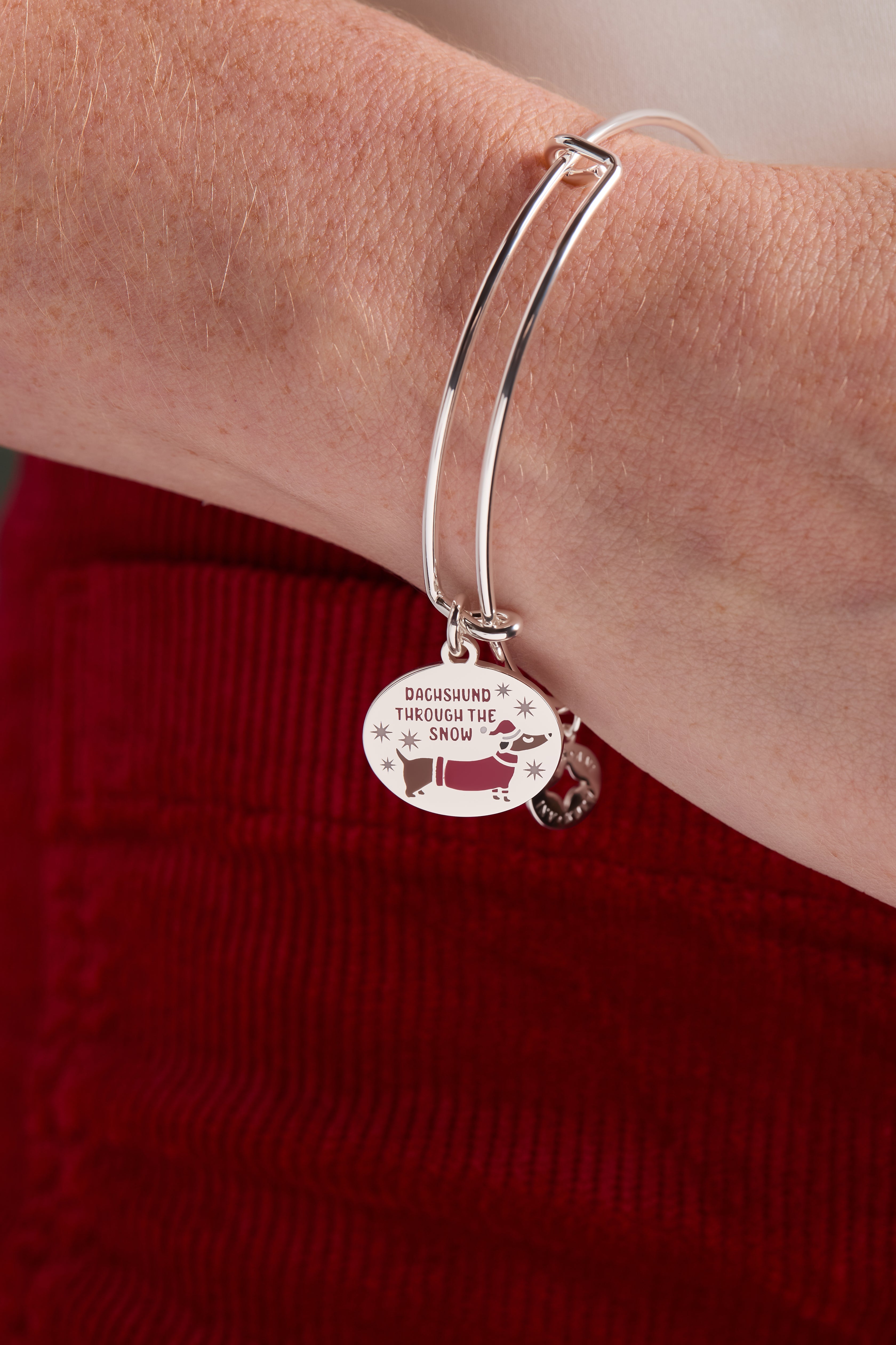 Dachshund Through the Snow Charm Bangle Silver | Alex and Ani