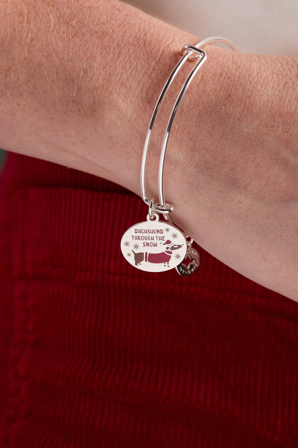 Dachshund Through the Snow Charm Bangle Silver | Alex and Ani