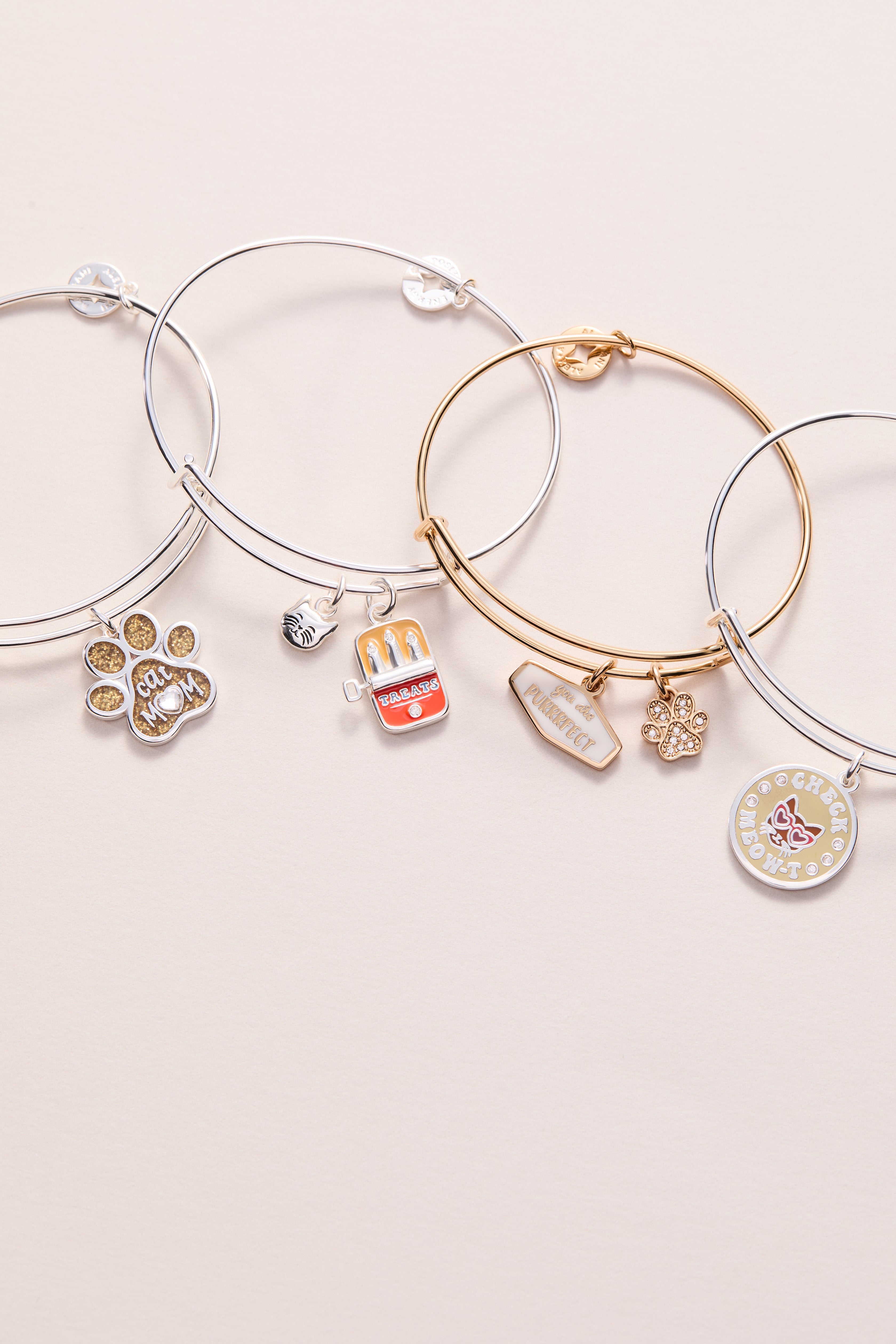 Check Meow-T Charm Bangle Silver | Alex and Ani