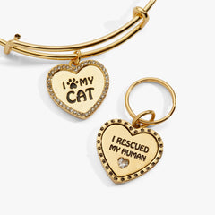 I Love My Cat Bangle & Charm, Set of 2 Gold | Alex and Ani