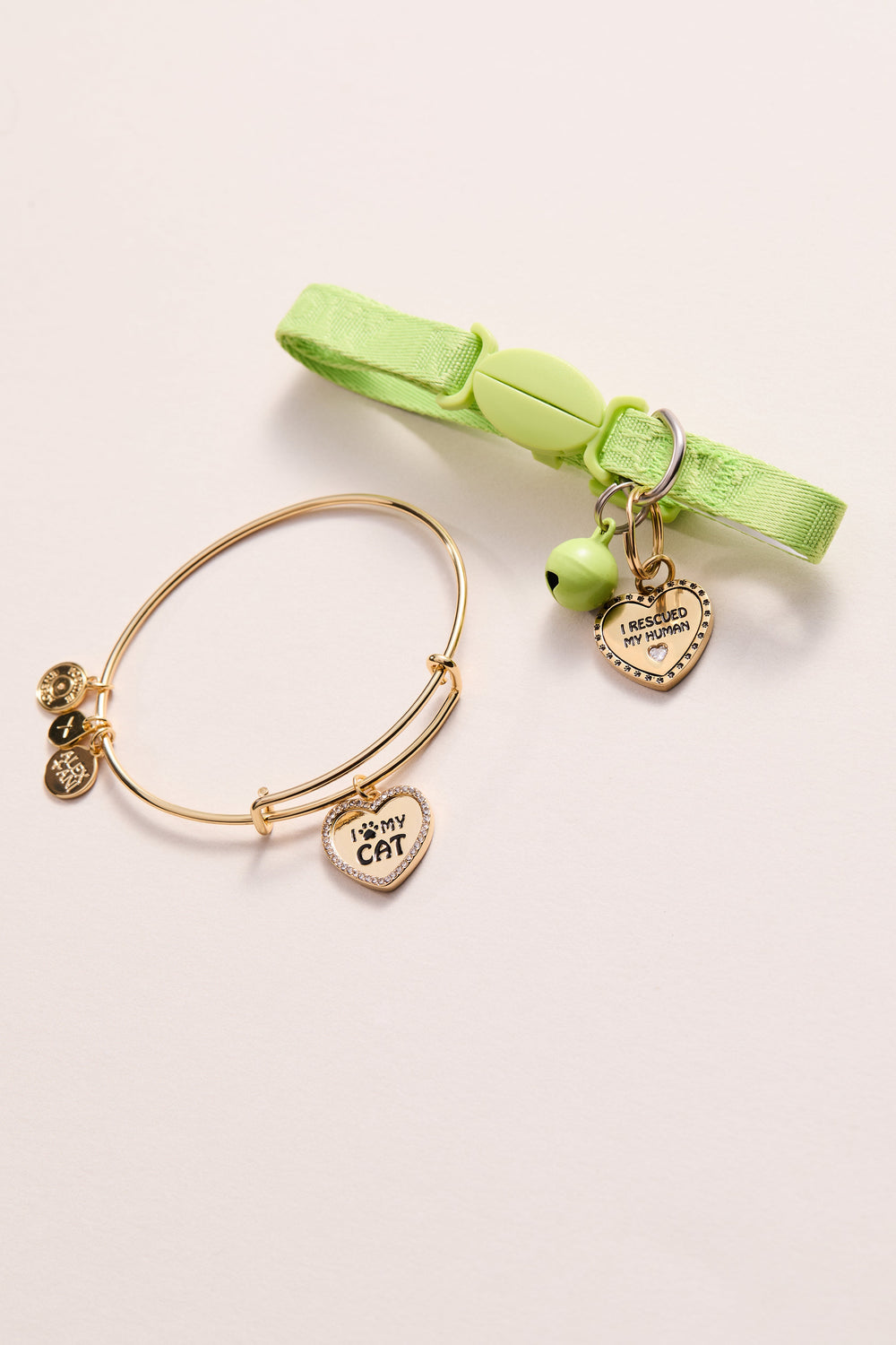 I Love My Cat Bangle & Charm, Set of 2 Gold | Alex and Ani