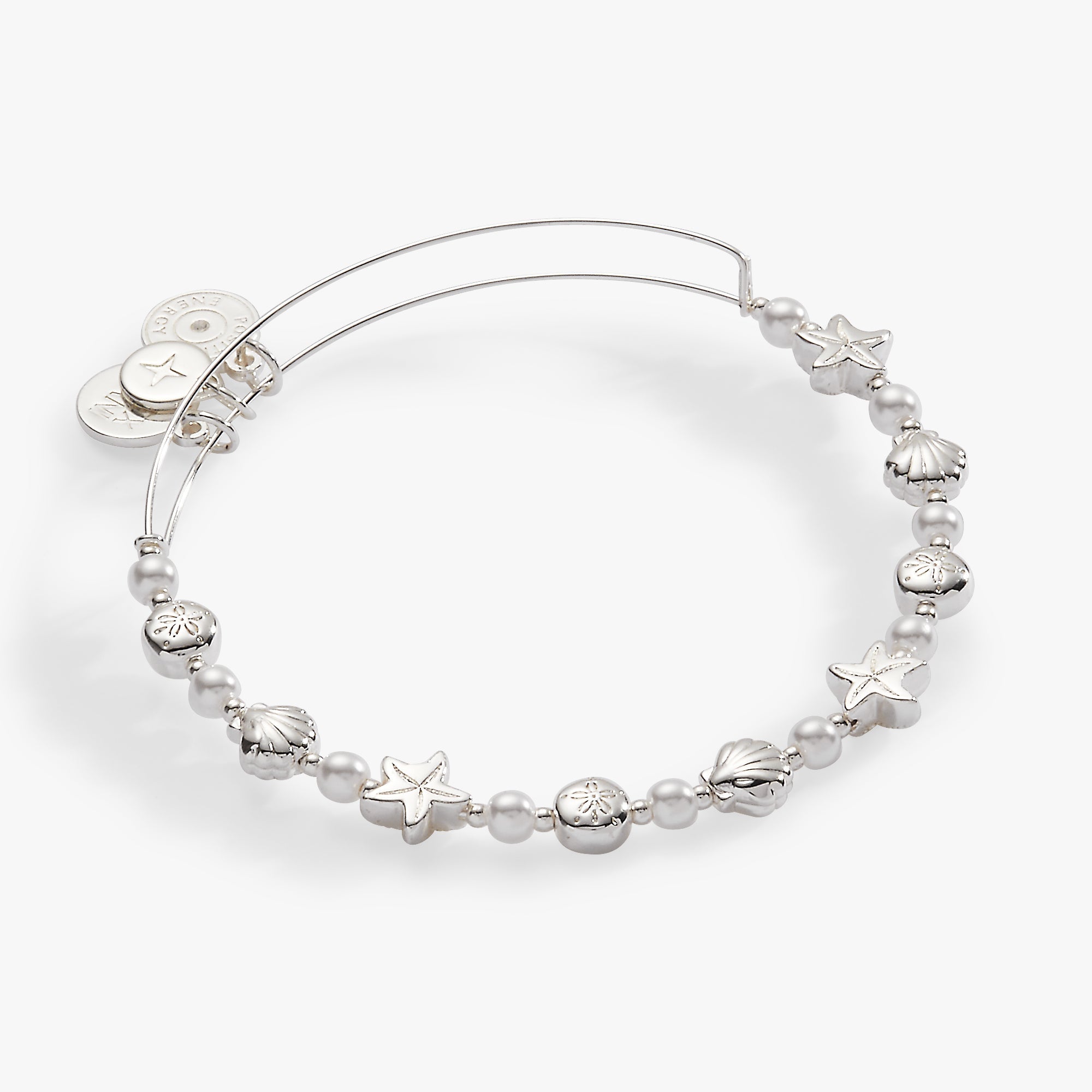 Seaside Pearl Beaded Bangle Silver | Alex and Ani