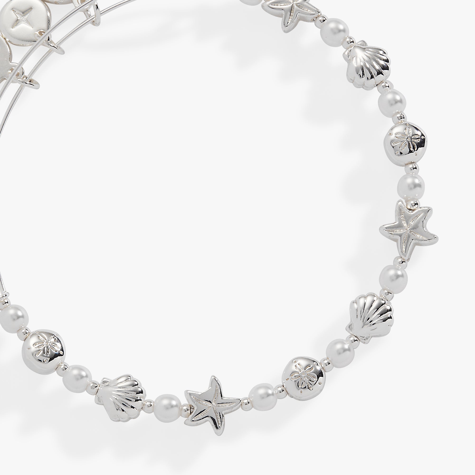 Seaside Pearl Beaded Bangle Silver | Alex and Ani