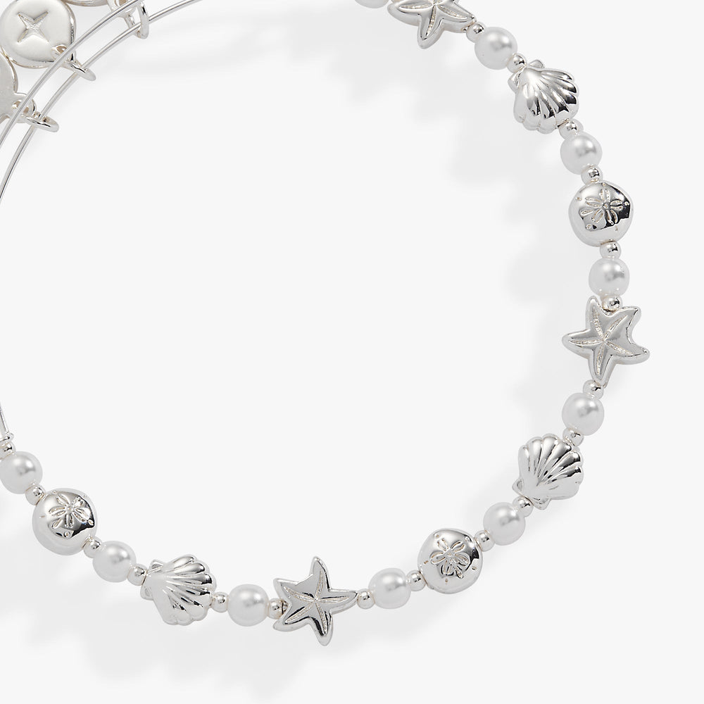 Seaside Pearl Beaded Bangle Silver | Alex and Ani