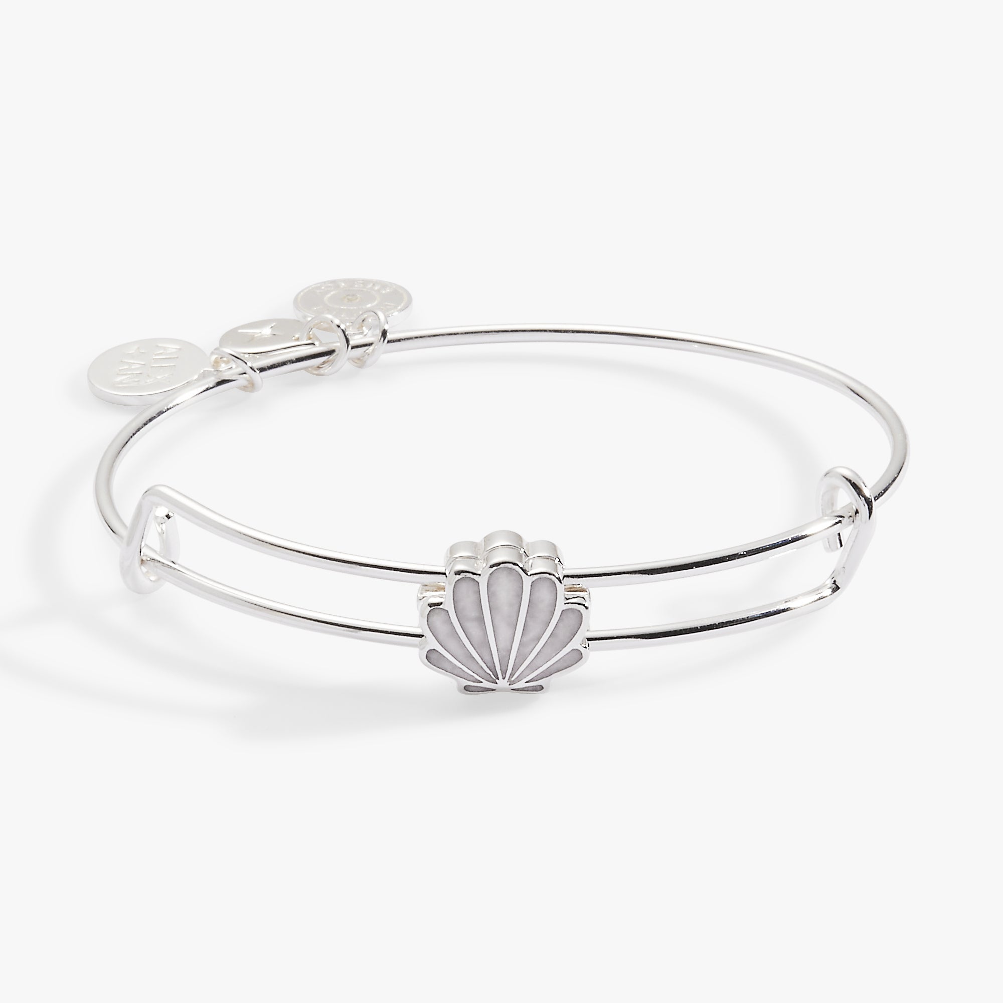 Mother of Pearl Scallop Shell Slider Bangle Silver | Alex and Ani