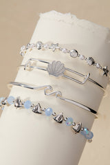 Mother of Pearl Scallop Shell Slider Bangle Silver | Alex and Ani