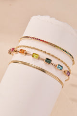 Rainbow In-Line Stone Bangle Gold | Alex and Ani