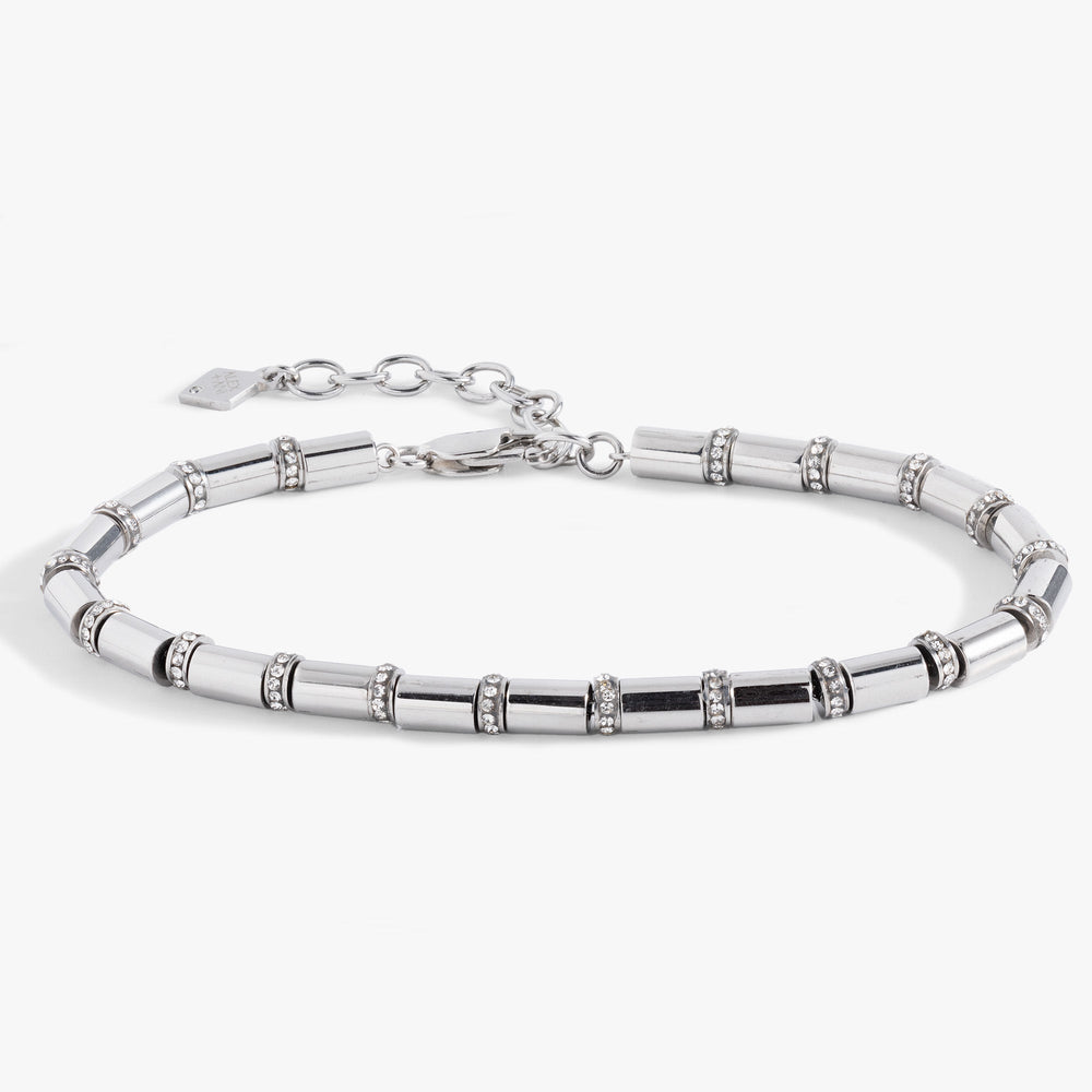 Tube Bead and Crystal Chain Bracelet Stainless Steel Gold | Alex and Ani