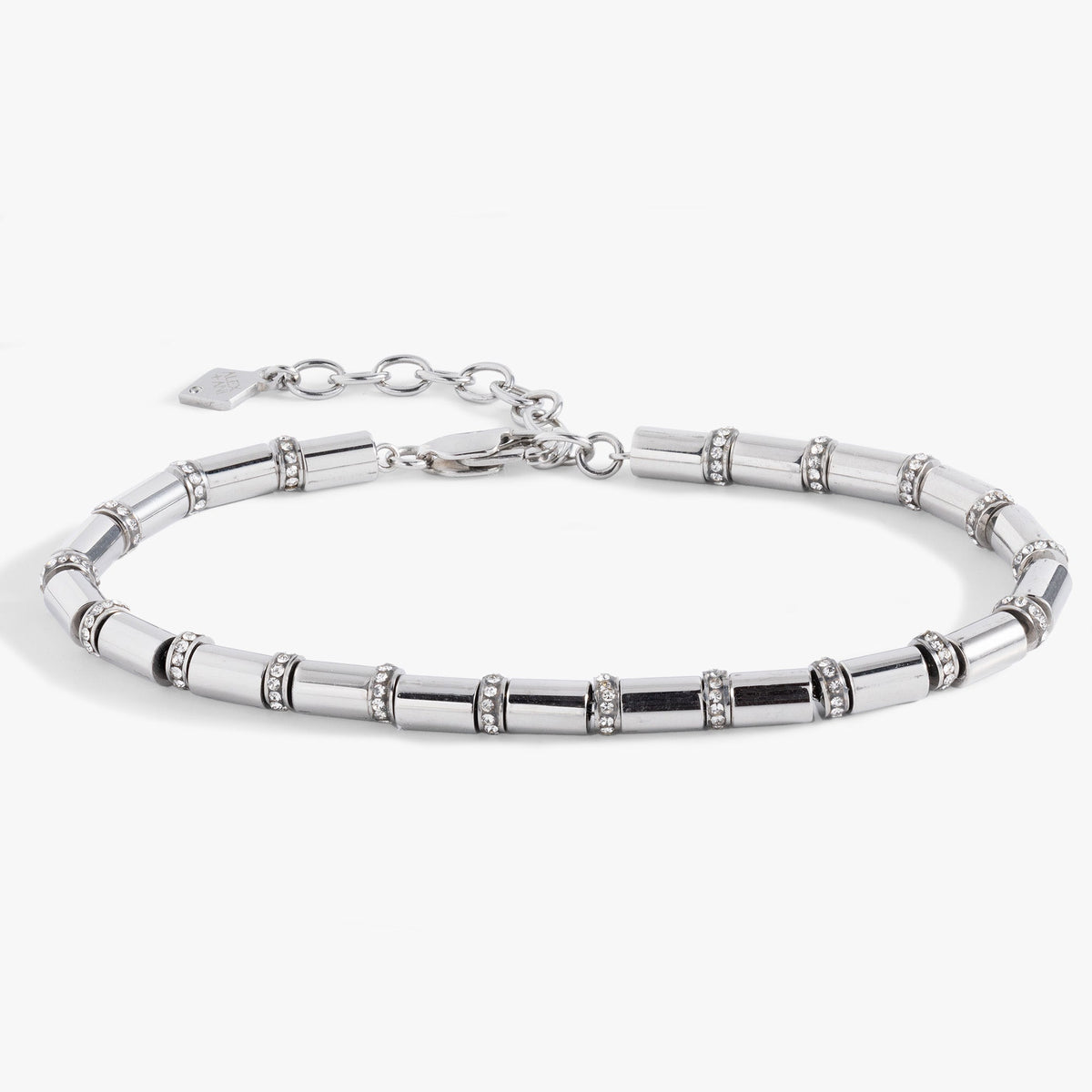 Tube Bead and Crystal Chain Bracelet Stainless Steel Gold | Alex and Ani