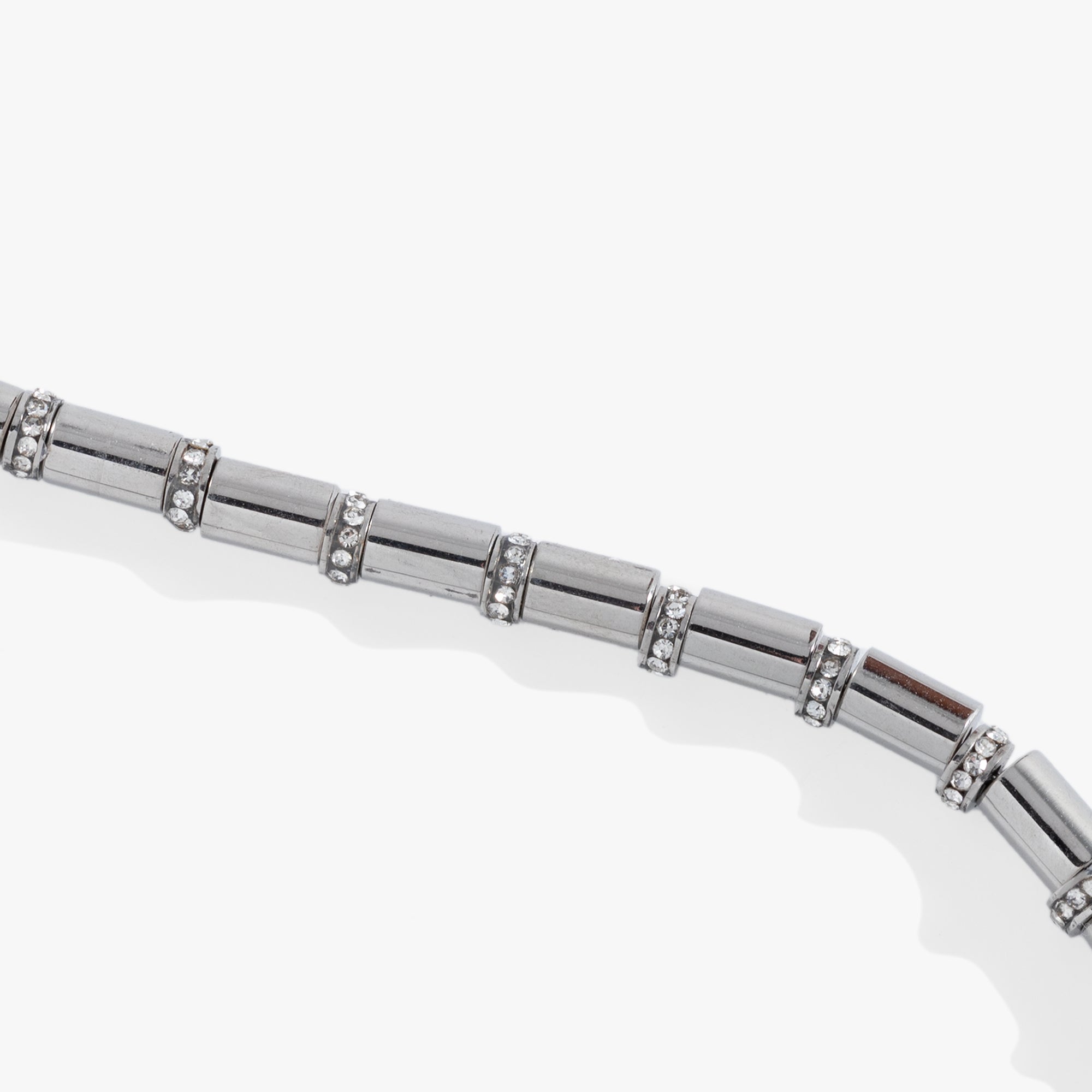 Tube Bead and Crystal Chain Bracelet Stainless Steel Gold | Alex and Ani