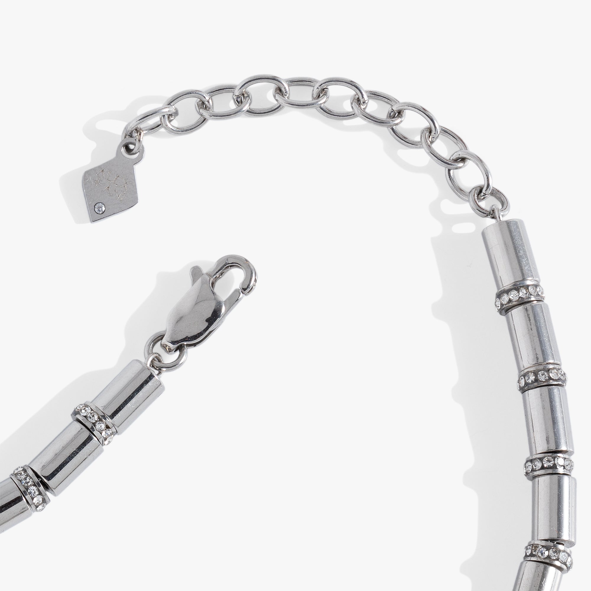 Tube Bead and Crystal Chain Bracelet Stainless Steel Gold | Alex and Ani