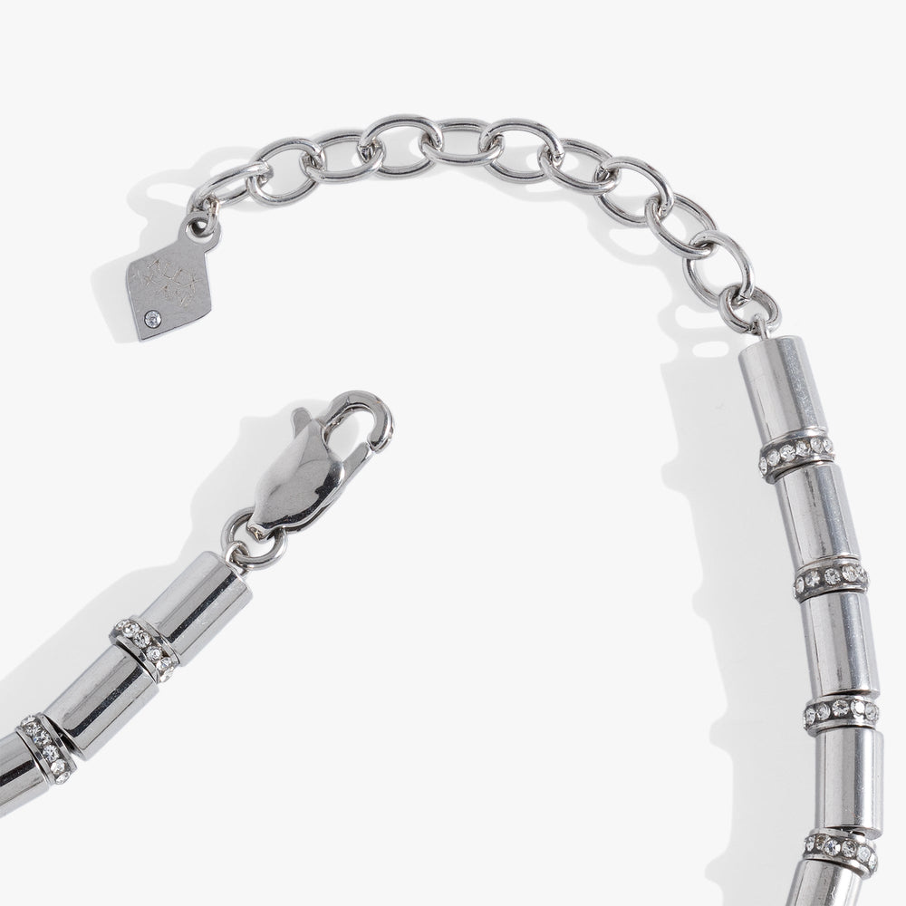 Tube Bead and Crystal Chain Bracelet Stainless Steel Gold | Alex and Ani
