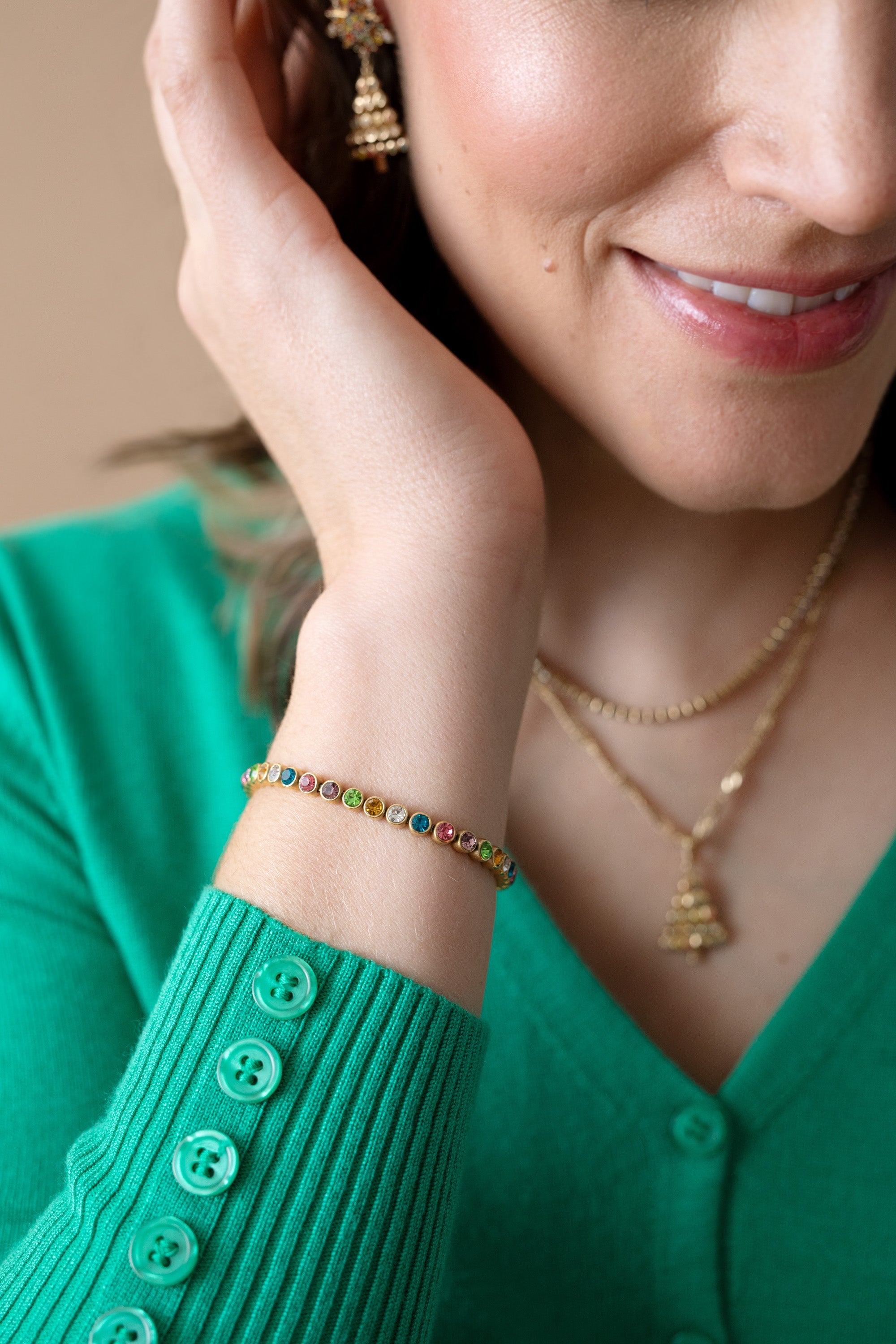 Colorful Christmas Bolo Bracelet Stainless Steel Silver | Alex and Ani