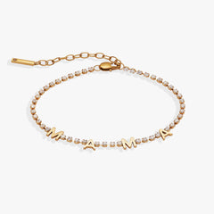 “Mama” Tennis Bracelet Stainless Steel Gold | Alex and Ani