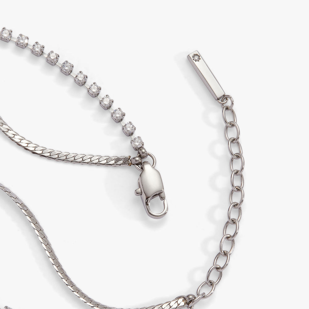 Double Strand Crystal Tennis Chain Bracelet Stainless Steel Gold | Alex and Ani