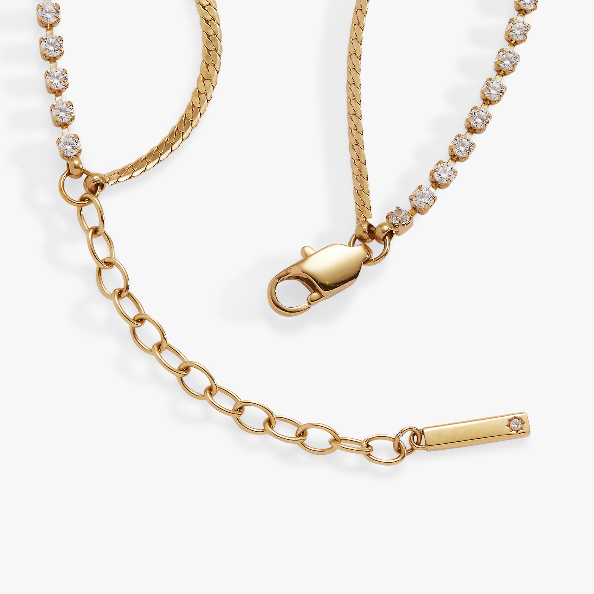 Double Strand Crystal Tennis Chain Bracelet Stainless Steel Gold | Alex and Ani