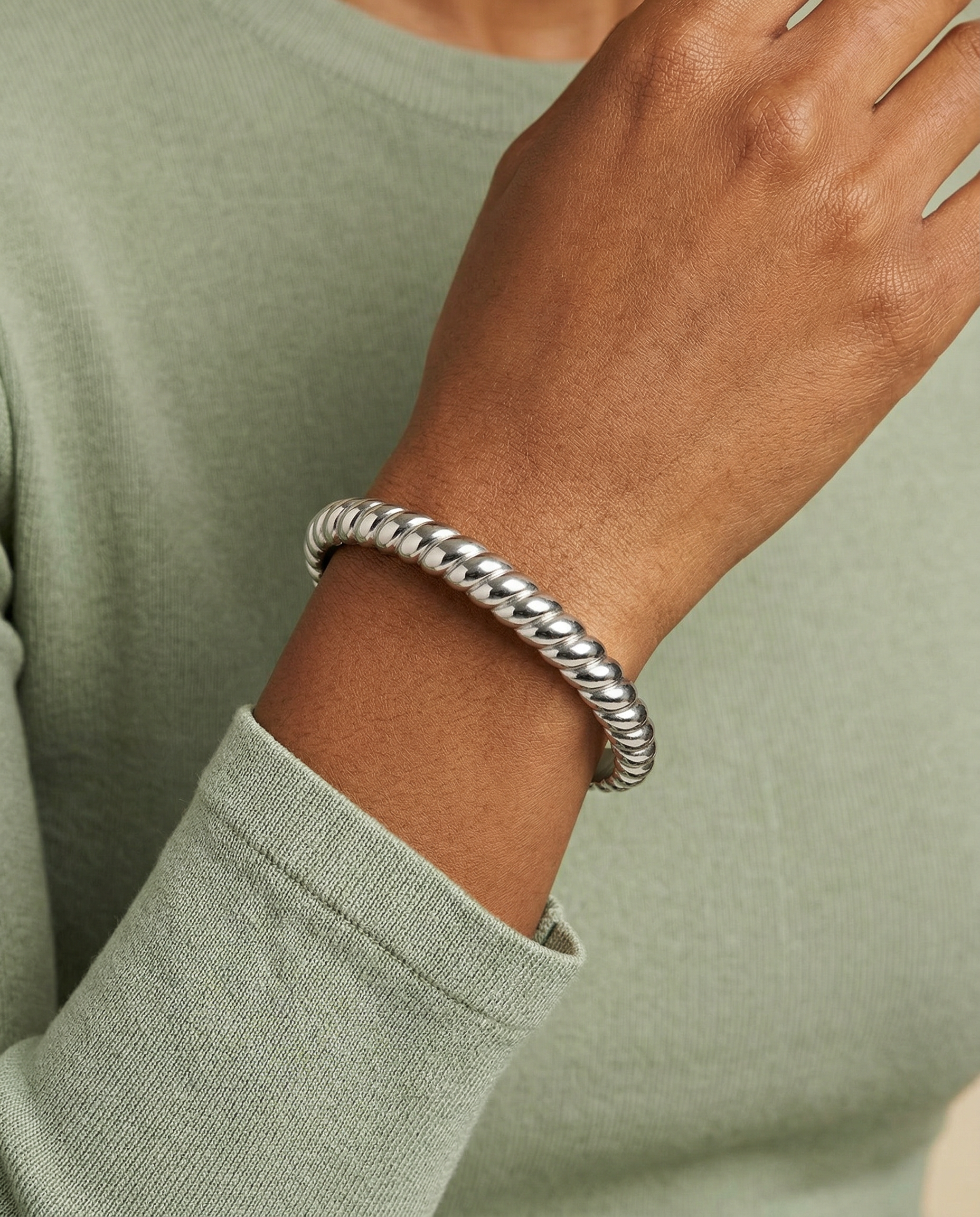 Stainless Steel Rope Textured Bangle Stainless Steel Silver | Alex and Ani