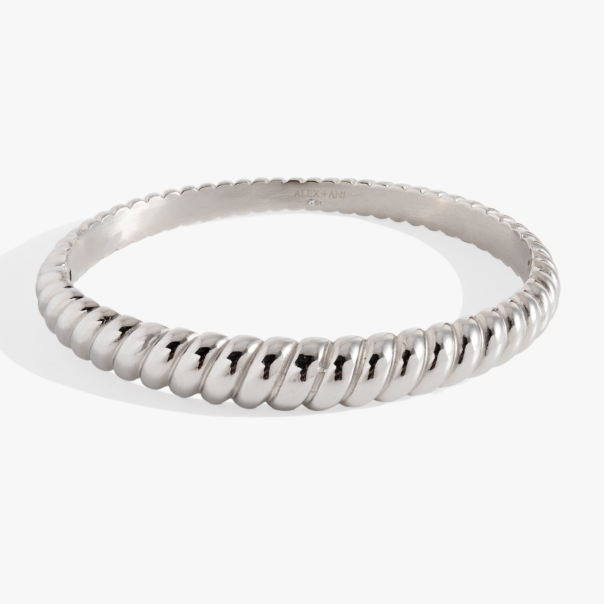 Stainless Steel Rope Textured Bangle Stainless Steel Silver | Alex and Ani